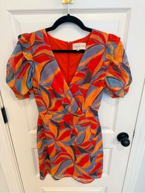 Astr Red Mini Dress with Multicolor Swirl Print